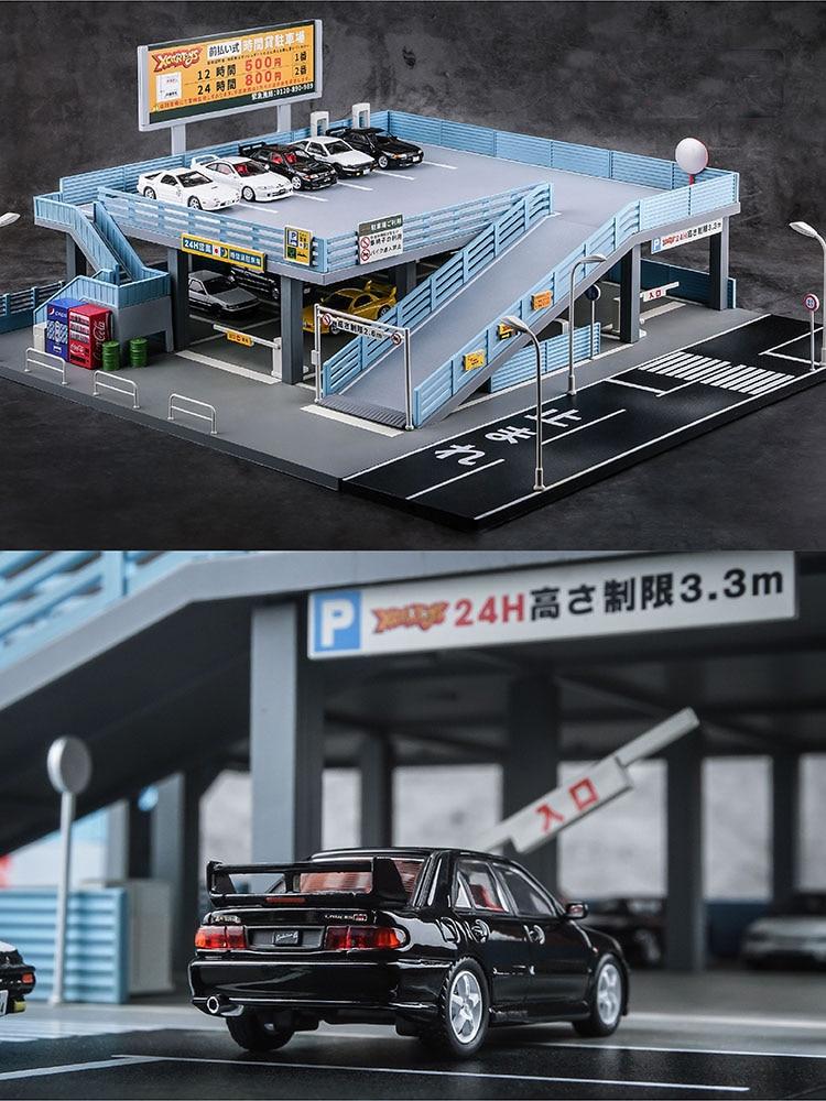 1:64 Japanese style double deck parking lot, Display Case for Model Car!