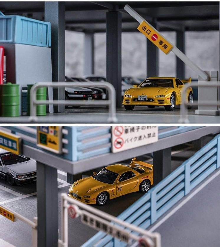 1:64 Japanese style double deck parking lot, Display Case for Model Car!