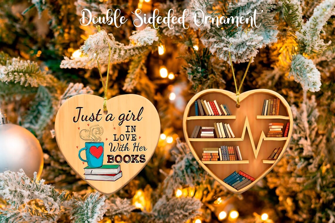 Book Lovers Heart Ornament